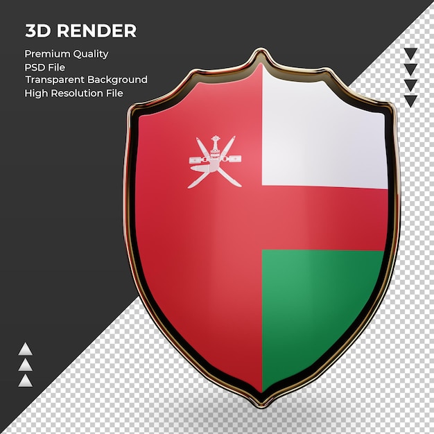 3d shield Oman flag rendering front view