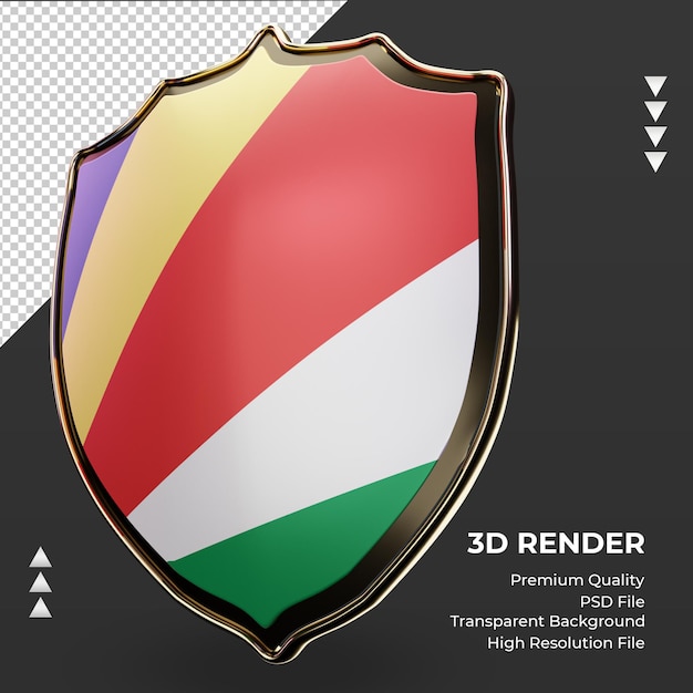 3d shield Seychelles flag rendering right view