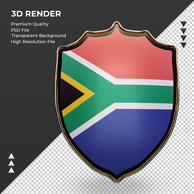 3d shield South Africa flag rendering front view