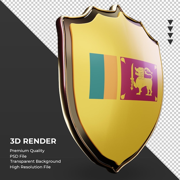 3d shield Sri Lanka flag rendering left view