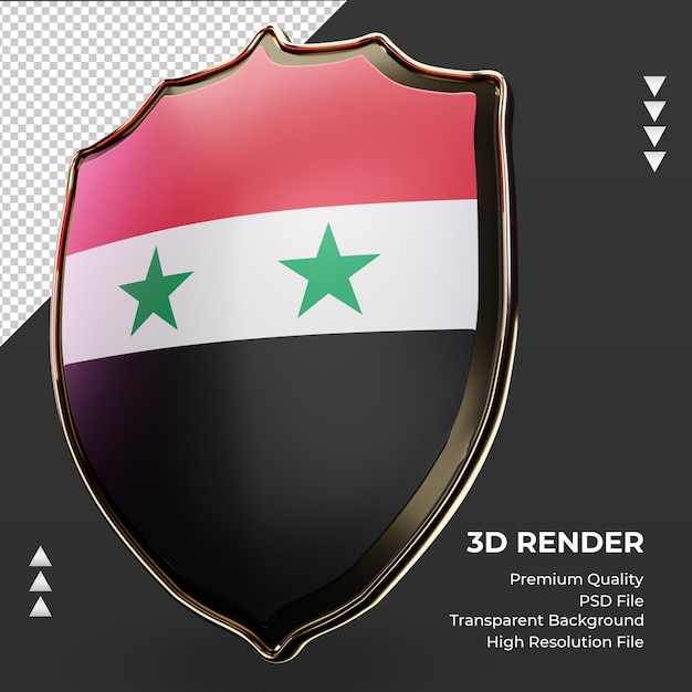 3d shield Syria flag rendering right view