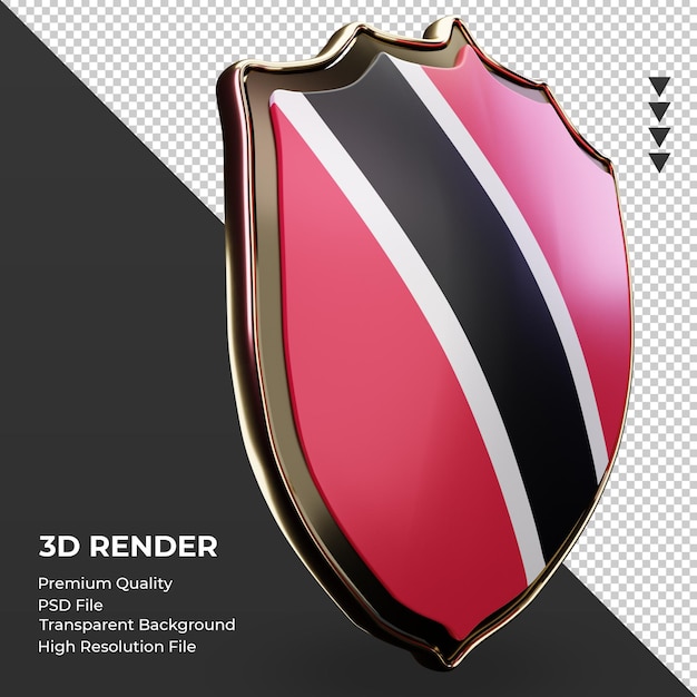 3d shield Trinidad and Tobago flag rendering left view