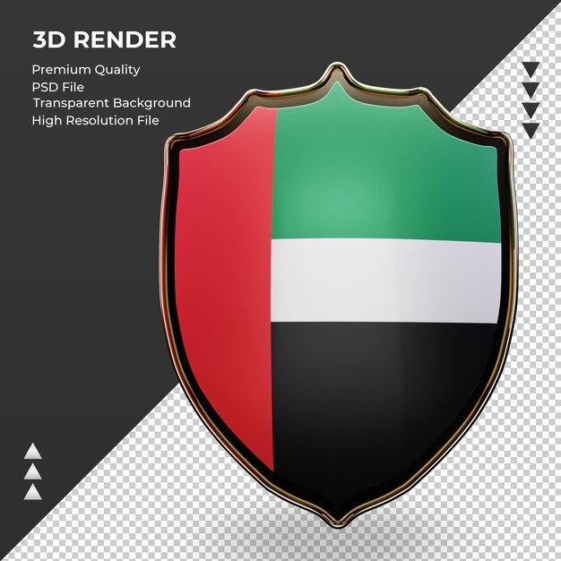 3d shield United Arab Emirates flag rendering front view