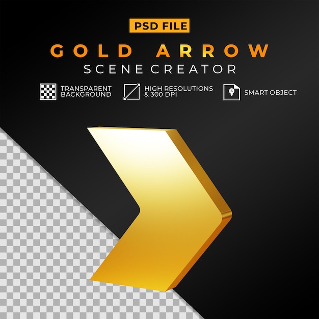 3d shinny gold arrow scene creator