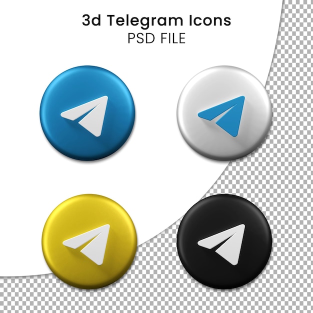 3d Shinny Telegram Icons Pack