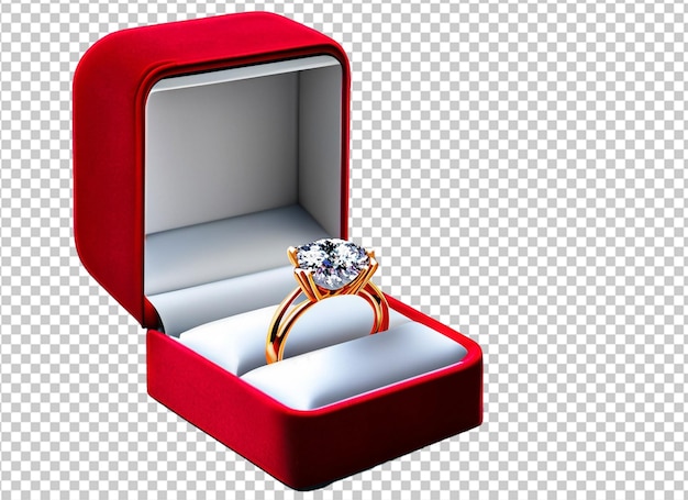 3d shiny diamond ring in red box