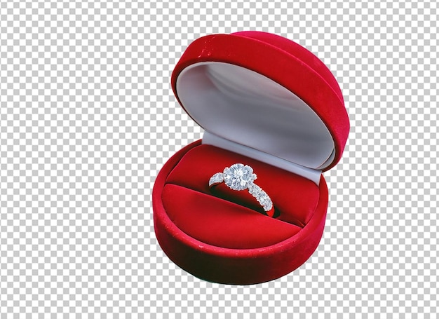 3d shiny diamond ring in red box