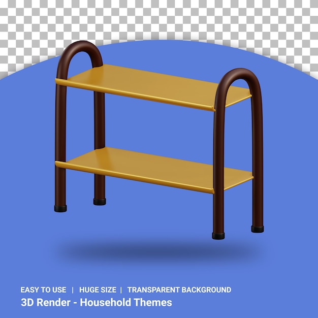 3d Shoe rack illustration with transparent background isolated design