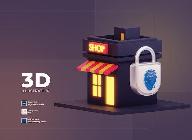 3d shop security icon