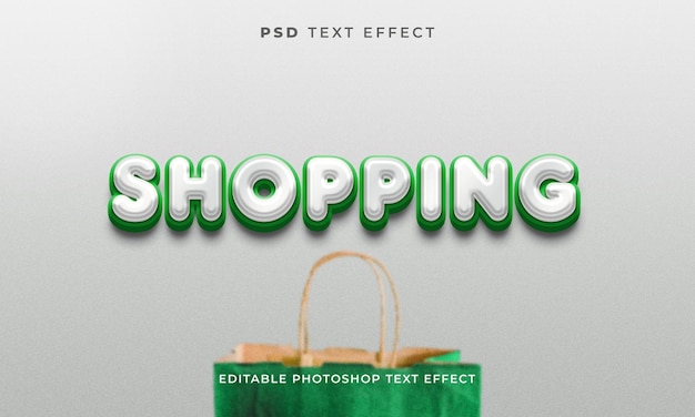 3D shoping text effect template with green and white colors