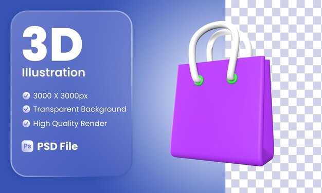 3D Shopping Bag Illustration Side View