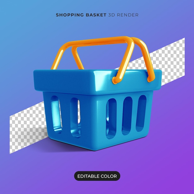 3d shopping basket icon isolated