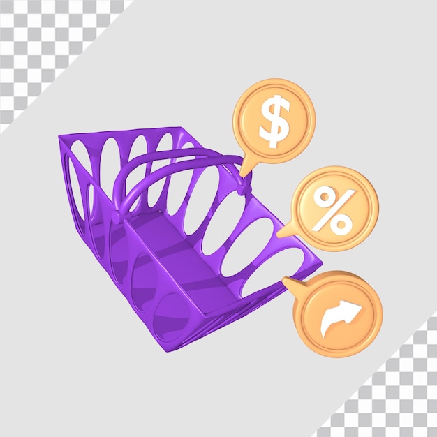 3d shopping cart object concept