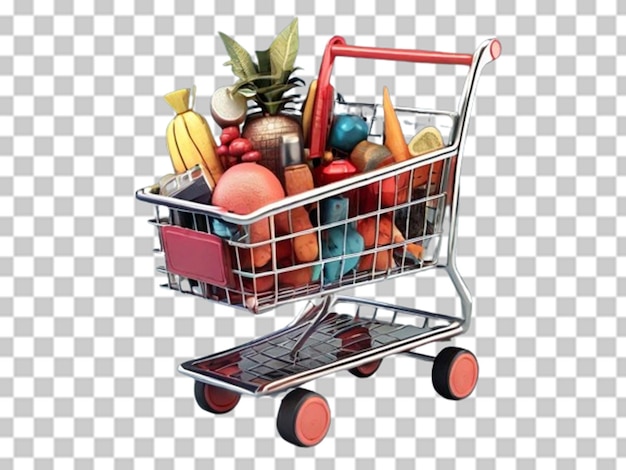 3d shopping cart with things in it