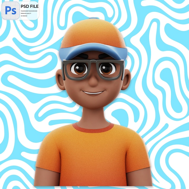 3D Short Hair Man With Glasses Render Icon Isolated PNG Illustration PSD Template