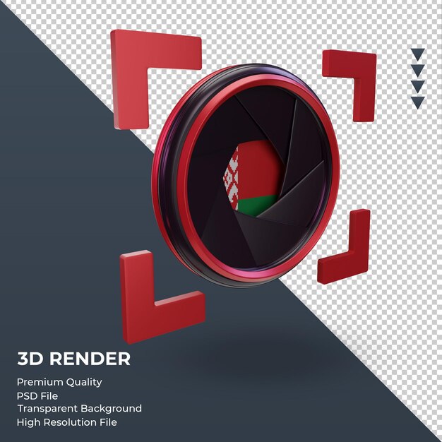 3d shutter camera Belarus flag rendering left view