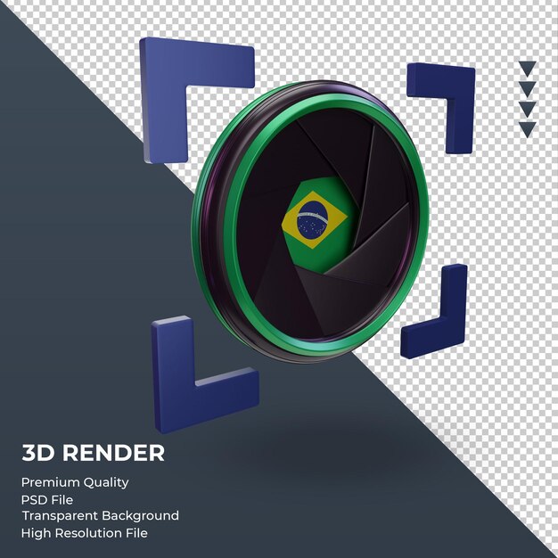 PSD 3d shutter camera brazil flag rendering left view