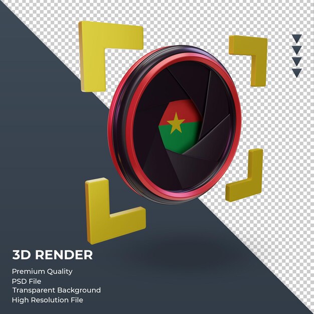 PSD 3d shutter camera burkina faso flag rendering left view