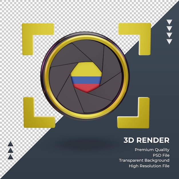 3d shutter camera Colombia flag rendering front view