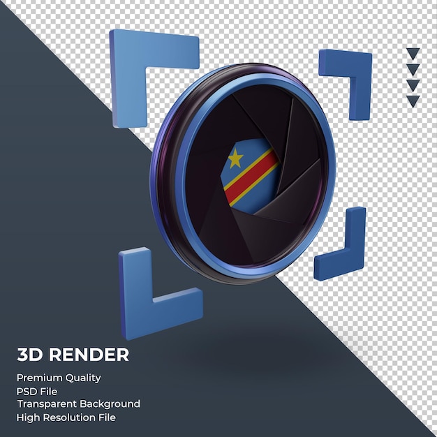 PSD 3d shutter camera democratic congo flag rendering left view