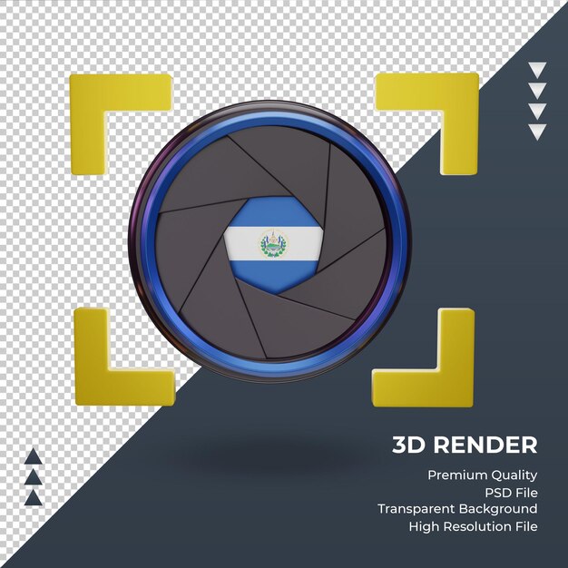 3d shutter camera El Salvador flag rendering front view