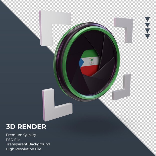 3d shutter camera Equatorial Guinea flag rendering left view