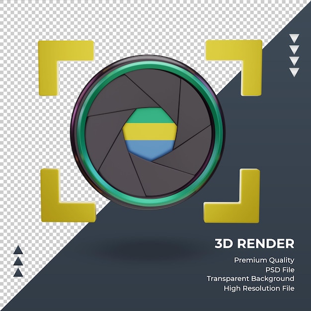 3d shutter camera Gabon flag rendering front view