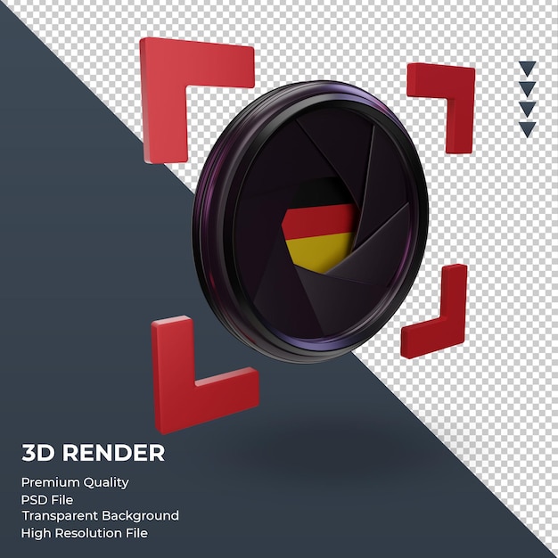 3d shutter camera Germany flag rendering left view