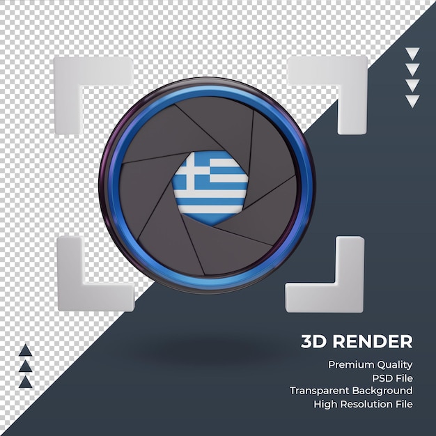 3d shutter camera Greece flag rendering front view