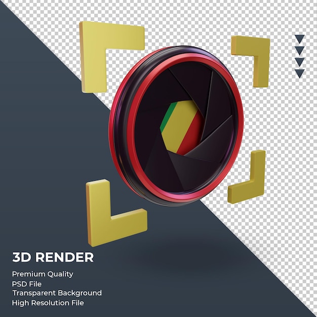 PSD 3d shutter camera republic congo flag rendering left view