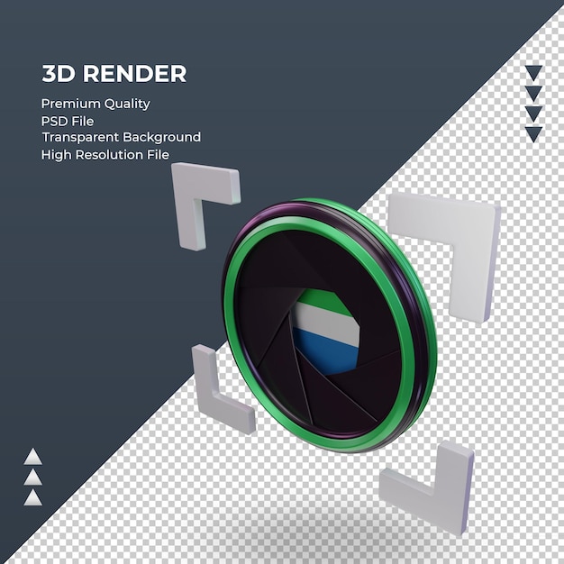 PSD 3d shutter camera sierra leone flag rendering right view