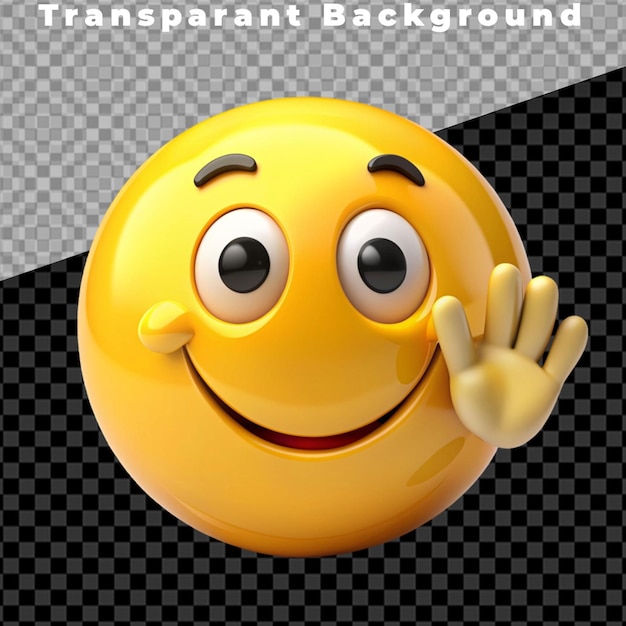 3D shy smile emoji with hand on white