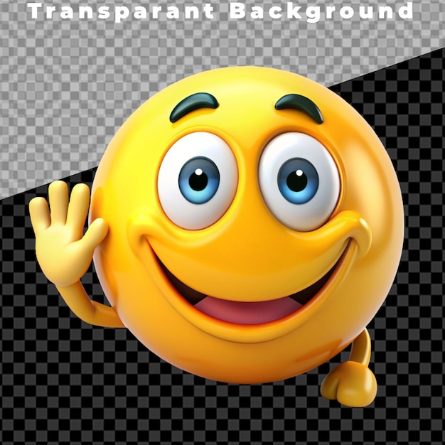 3D shy smile emoji with hand on white