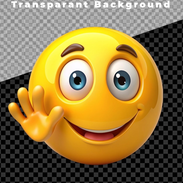 3D shy smile emoji with hand on white