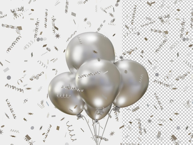 PSD 3d silver balloon icon vector illustration