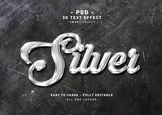 3d silver text effect