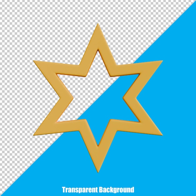 PSD 3d simple star with a realistic appearance on a transparent background