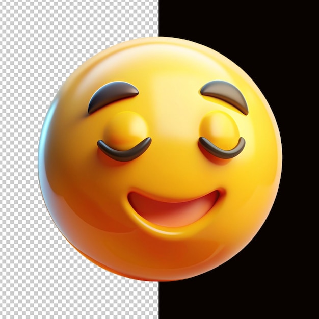 3d sleeping and smiling emoji on transparent background