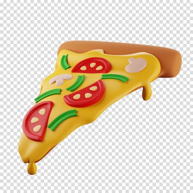 3d slice of pizza with mushrooms pizza delivery isolated illustration 3d rendering