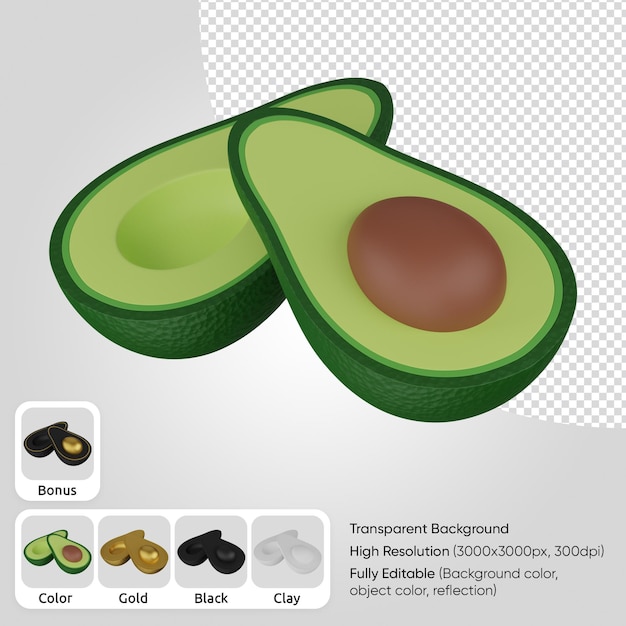 3d Sliced avocado