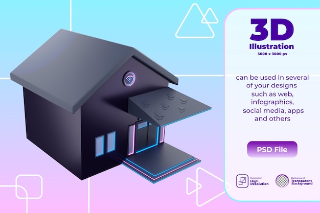 PSD 3d smart home icon illustration