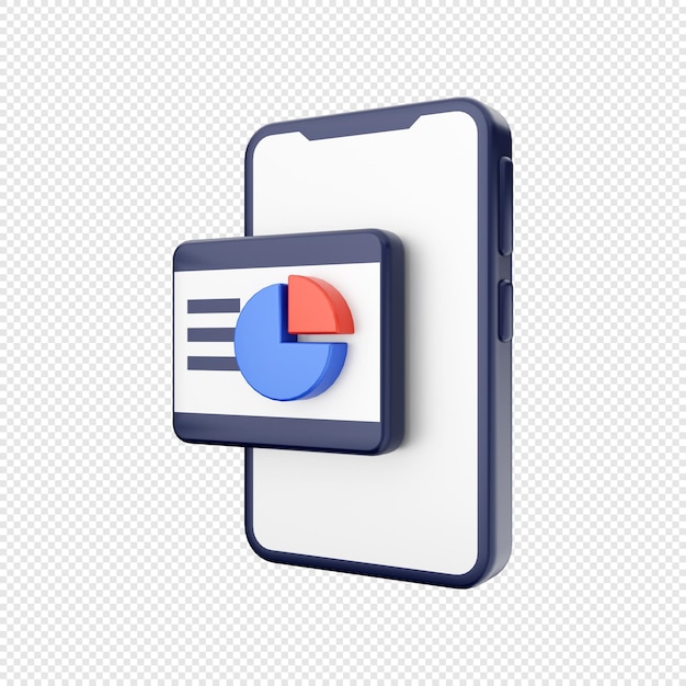 3d smartphone icon illustration chart data presentation