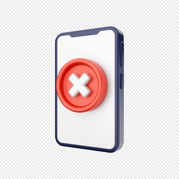 3d smartphone icon illustration failed system