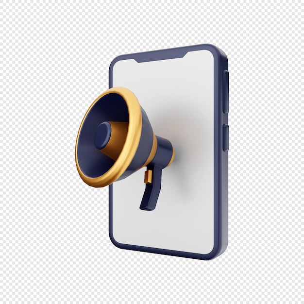 3d smartphone icon illustration megaphone sales promotion