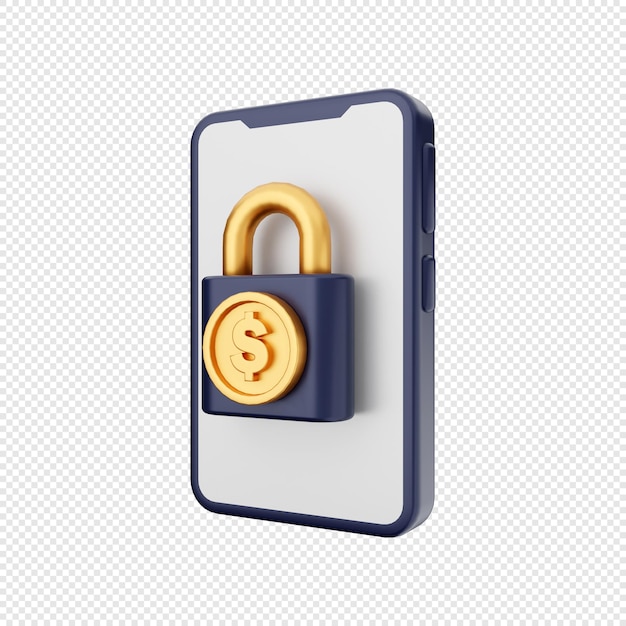 3d smartphone icon illustration money protection