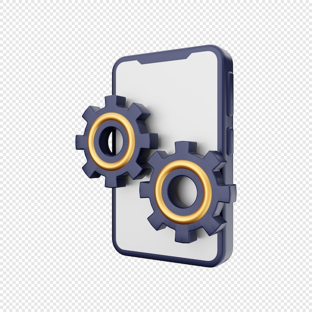 3d smartphone icon illustration setting