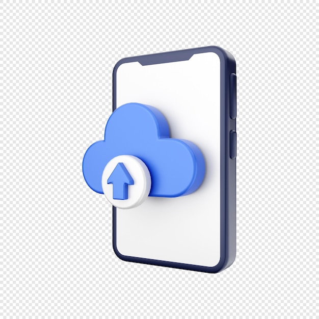 3d smartphone icon illustration upload cloud