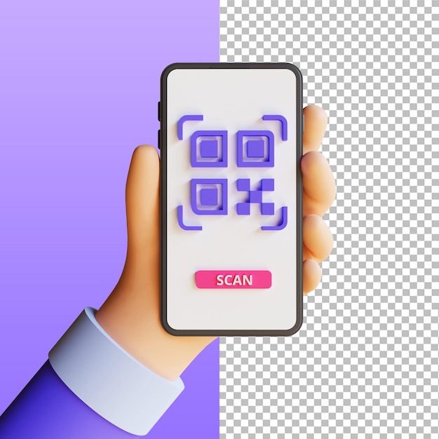 3d smartphone scanning QR code