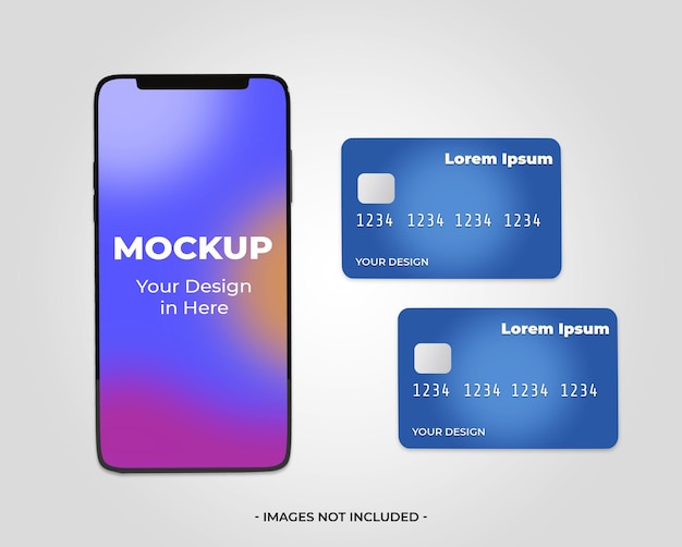 3d Smartphone with credit card mockup