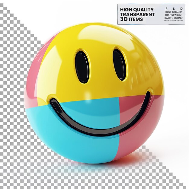 PSD 3d smiley face icon a colorful 3d smiley face icon on transparent background